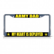 ARMY DAD MY HEART IS DEPLOYED Metal License Plate Frame Tag Border Two Holes   381701019085